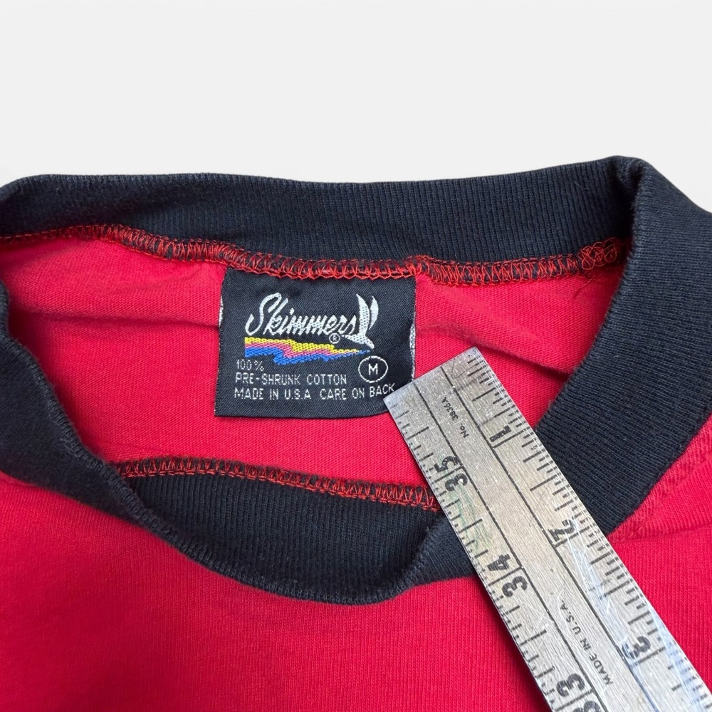 Vintage Skimmers Pistol City Saloon Western Yoke T-Shirt Mens Medium Red Black - Picture 6 of 8